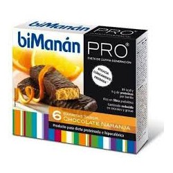 BIMANAN  PRO BARRITAS CHOCOLATE NARANJA 6 BARRITAS
