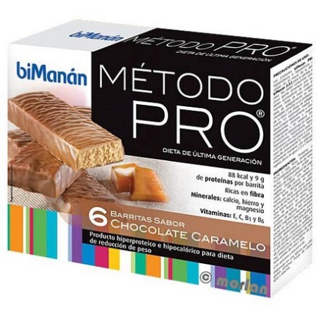 BIMANAN  PRO BARRITAS DE CHOCOLATE CARAMELO 6 BARRITAS