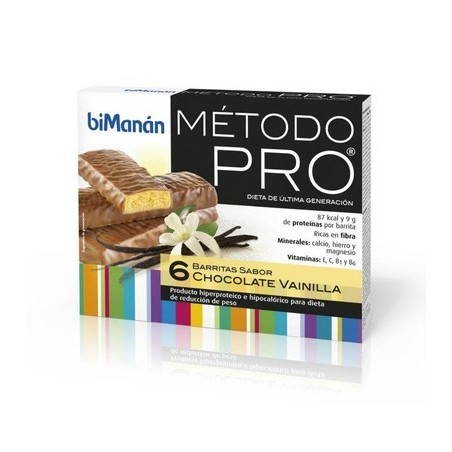 BIMANAN  PRO BARRITAS DE CHOCOLATE VAINILLA 6 BARRITAS