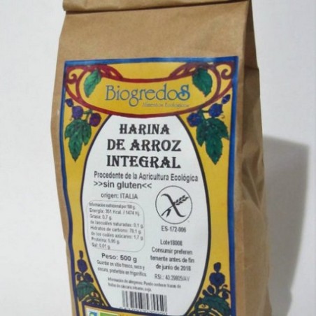 HARINA ARROZ INTEG. S/GLUTEN 500g BIOGREDOS