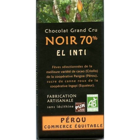 CHOCOLATE NEGRO 70% BIO EL ORO DE LOS ANDES
