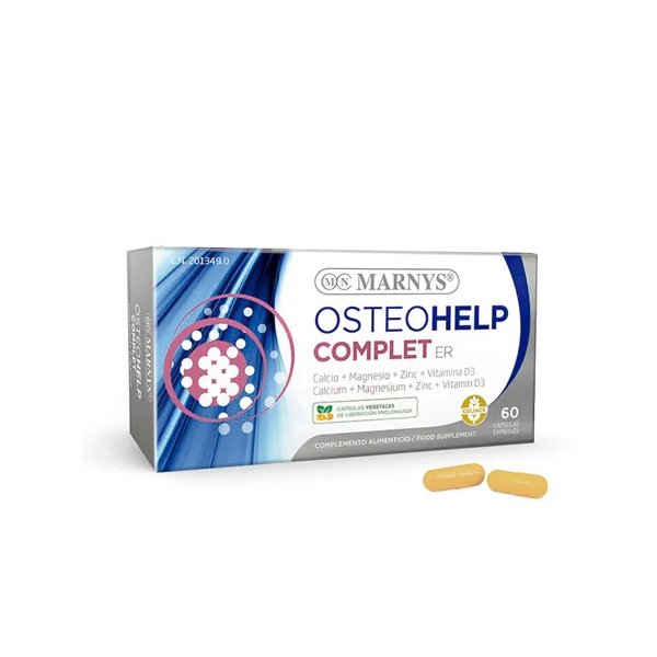 Osteohelp Complet ER (Calcio, Magnesio, Zinz, Cobre, Manganeso, Selenio y Vitamina D3) 60 Cápsulas duras de liberación prolongad