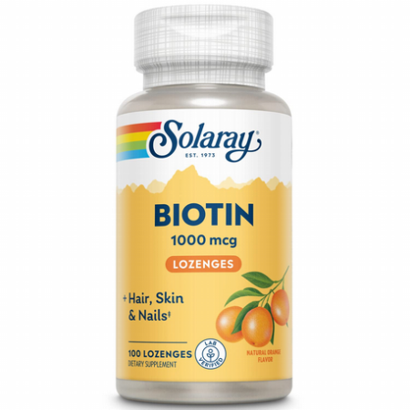 BIOTIN 1000 MCG 100 COMP. SUBLIGUALES SABOR NARANJA SOLARAY