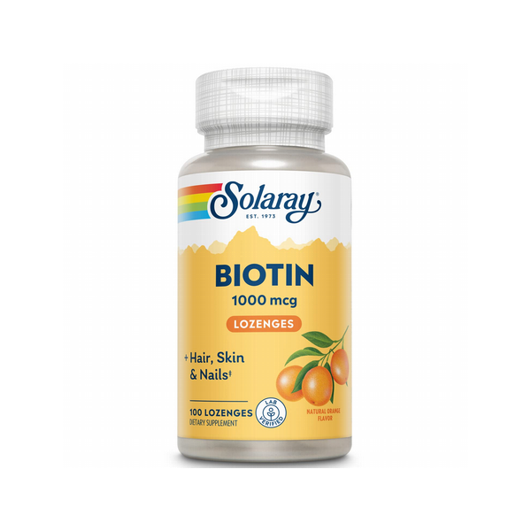BIOTIN 1000 MCG 100 COMP. SUBLIGUALES SABOR NARANJA SOLARAY