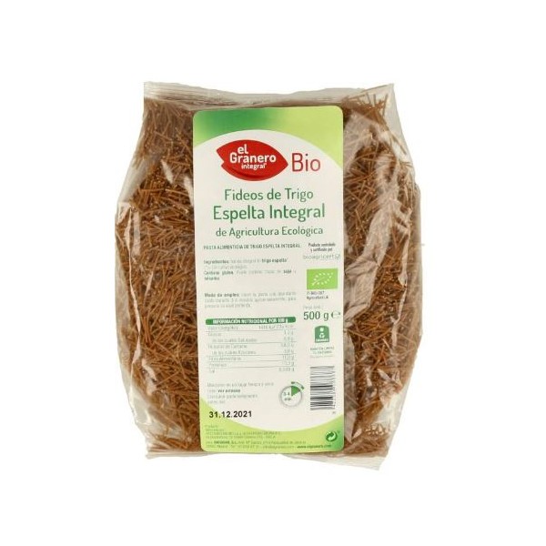 FIDEOS INTEGRALES DE ESPELTA BIO, 500 g