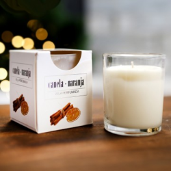 VELA VASO CRISTAL CANELA/NARANJA