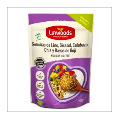 SEMILLAS LINO, CALABAZA, GIRASOL, SÉSAMO Y GOJI BIO, 200 g