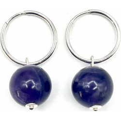 PENDIENTES ARO PLATA Y PIEDRA 8M AMATISTA