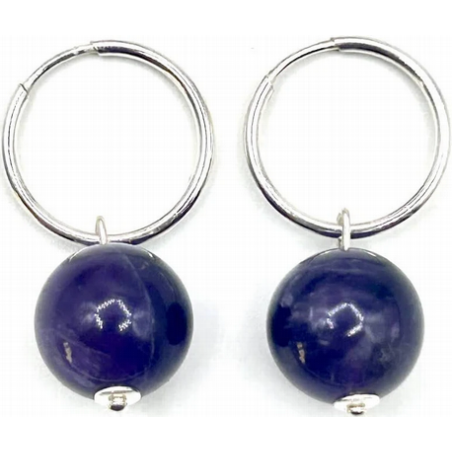 PENDIENTES ARO PLATA Y PIEDRA 8M AMATISTA