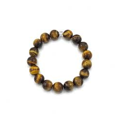 PULSERA OJO DE TIGRE GEMAS Y PLATA 6MM