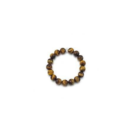 PULSERA OJO DE TIGRE GEMAS Y PLATA 6MM