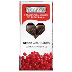CHOCOLATE NEGRO CON ARANDANOS SIN AZUCAR, 150 g