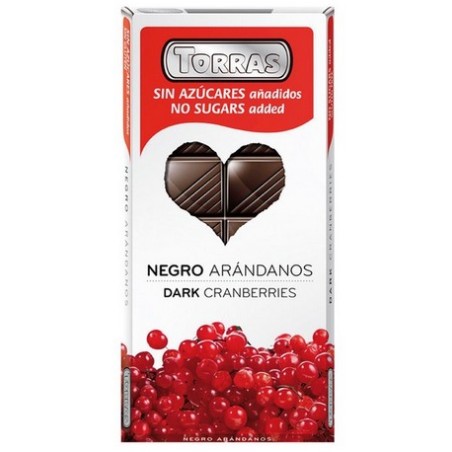 CHOCOLATE NEGRO CON ARANDANOS SIN AZUCAR, 150 g