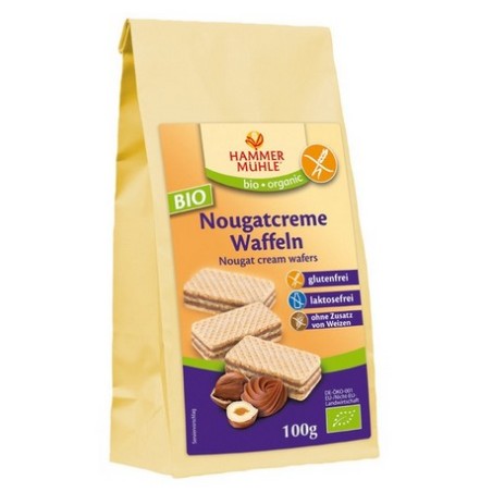 GALLETAS WAFER CHOCOLATE CON AVELLANA BIO, 100 g