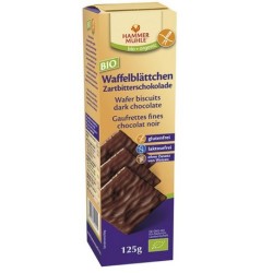 HOJAS DE BARQUILLO CON CHOCOLATE NEGRO BIO, 125 g